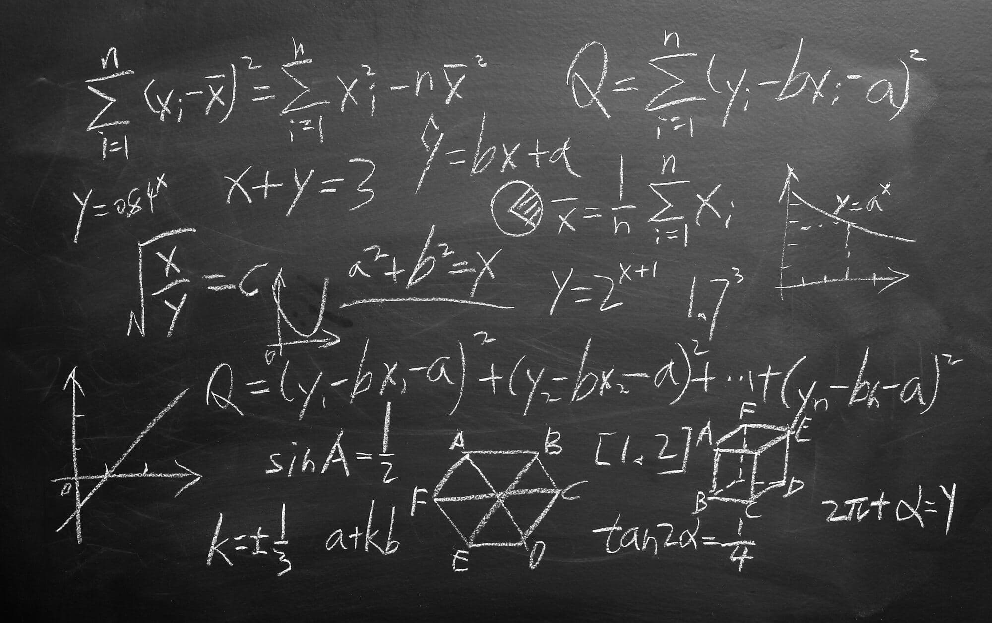 Tablica zapisana wzorami matematycznymi